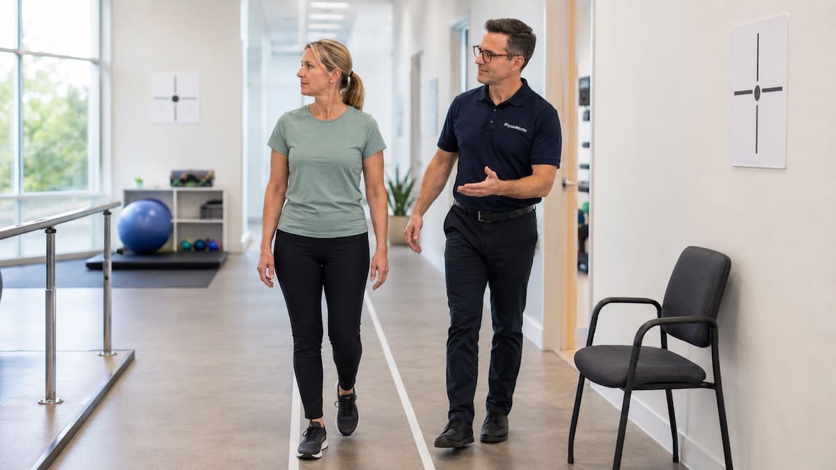 Vestibular rehabilitation therapy walking with head turns for balance retraining