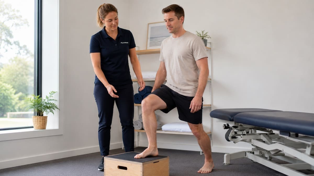Acute soft tissue injury step up rehab for ankle return to activity