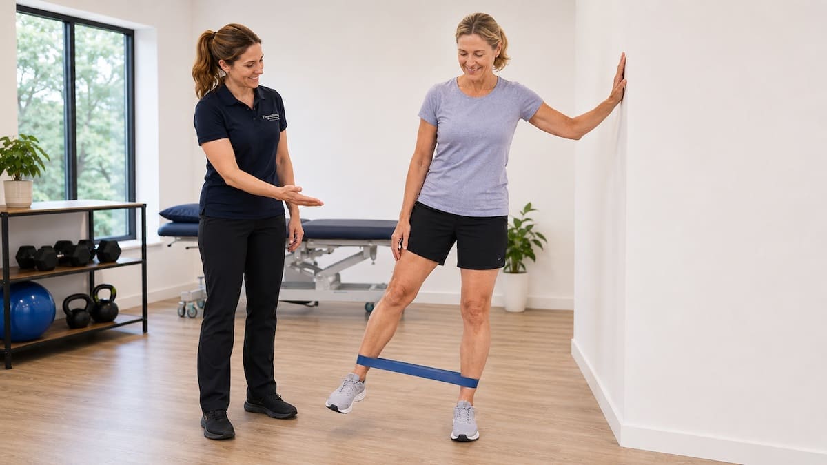 gluteal-tendinopathy-standing-hip-abduction-exercise Standing hip abduction exercise for gluteal tendinopathy rehabilitation
