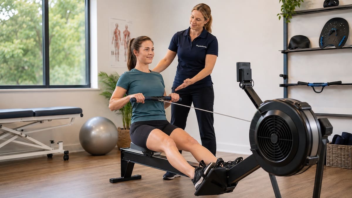 Rowing injury assessment of trunk position and shoulder control during a pull