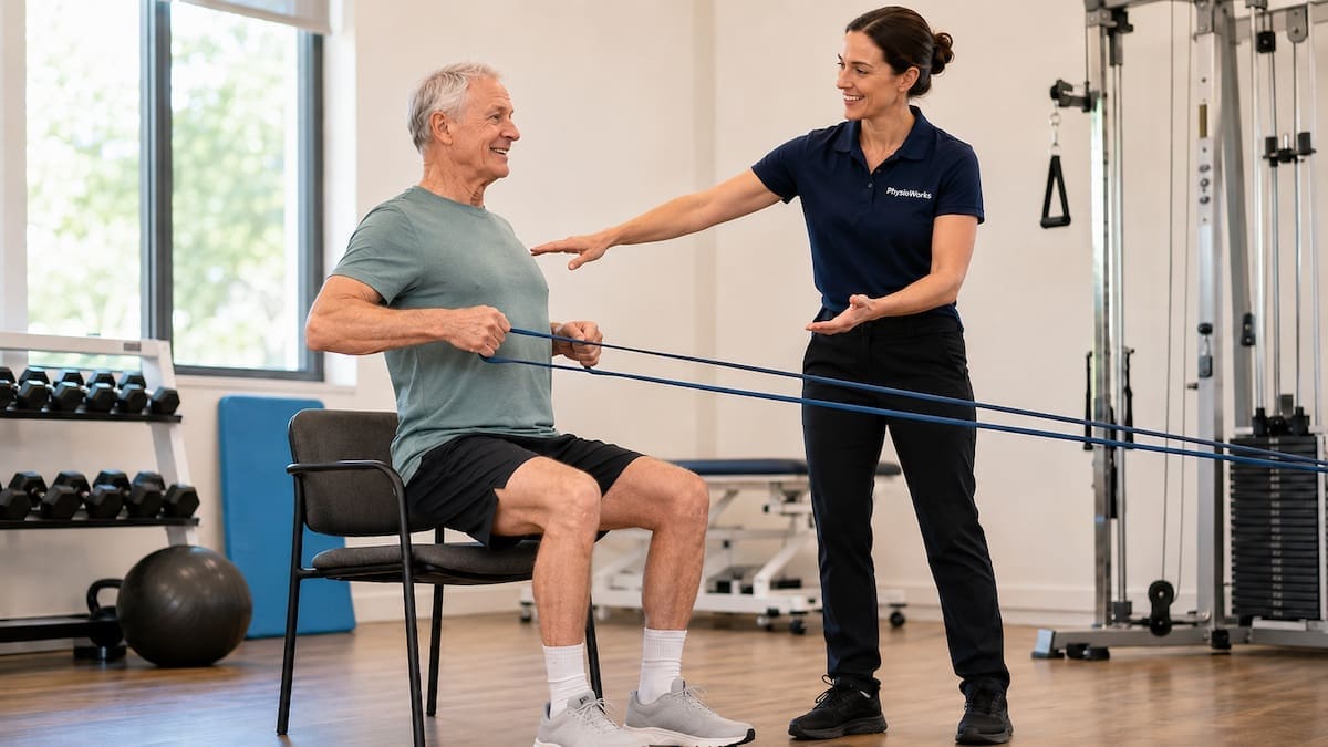 Sarcopenia resistance band strength training coached by exercise physiologist