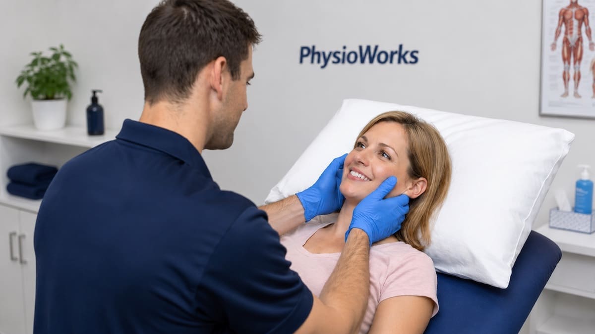 TMJ headache jaw muscle assessment by physiotherapist in clinic